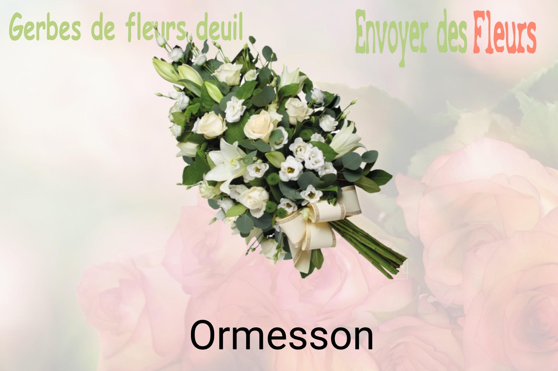 Gerbe de fleurs de deuil livrée à Ormesson